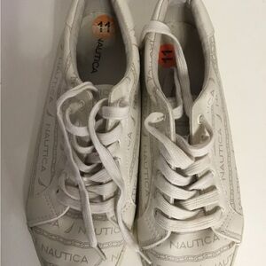 Nautica White Logo Lace-Up Sneakers